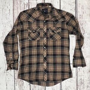 Vintage Western Rancher Rockabilly Plaid Rock Creek Ranch Button Down Shirt